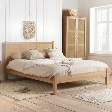 Shades Of Terracotta, Rattan Bed Frame, Wooden King Size Bed, Wooden Double Bed, Cool Interior, Airy Bedroom, Rattan Bed, Rattan Headboard, Wooden Bed Frames