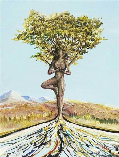 Yoga Kunst, Boom Kunst, Mother Earth Art, Matka Natura, Tree Pose, Spiritual Artwork, Kunst Inspiration, Earth Art, Yoga Art