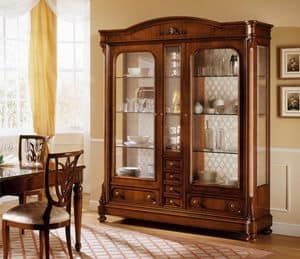 D'Este showcase, Classic walnut display cabinet with 2 doors, various versions Wall Showcase Design, Small Loft Apartments, Crockery Cabinet Design, Wooden Display Cabinets, Crockery Cabinet, Crockery Unit Design, Showcase Cabinet, Crockery Unit, Wooden Sofa Set Designs