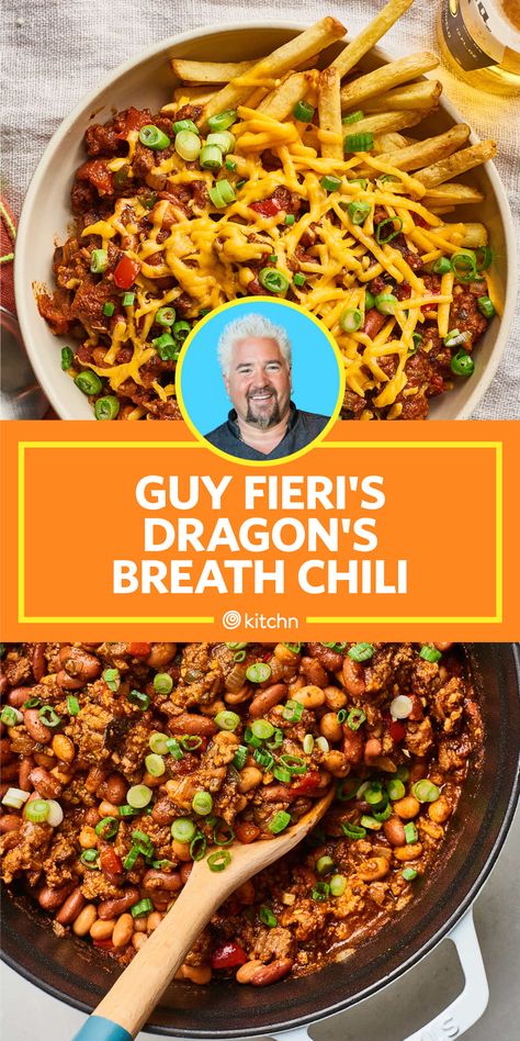 Restaurant Chili Recipes, Dragons Breath Chili Guy Fieri, Guy Fieri Chili Recipes, Guy Fieri Recipes Food Network, Hot Chili Recipe Crockpot, Hot And Spicy Chili Recipe, Chilli Recipe Spicy, Chili Spicy Recipe, Spicy Hot Chili Recipe