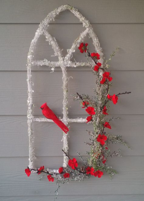 Cardinal Christmas Crafts, Christmas Cardinal Wreath, Diy Cardinal Crafts, Cardinal Christmas Tree Ideas, Cardinal Christmas Decorations, Cardinal Wreaths, Cardinal Cottage, Cardinal Crafts, Cardinal Christmas Decor