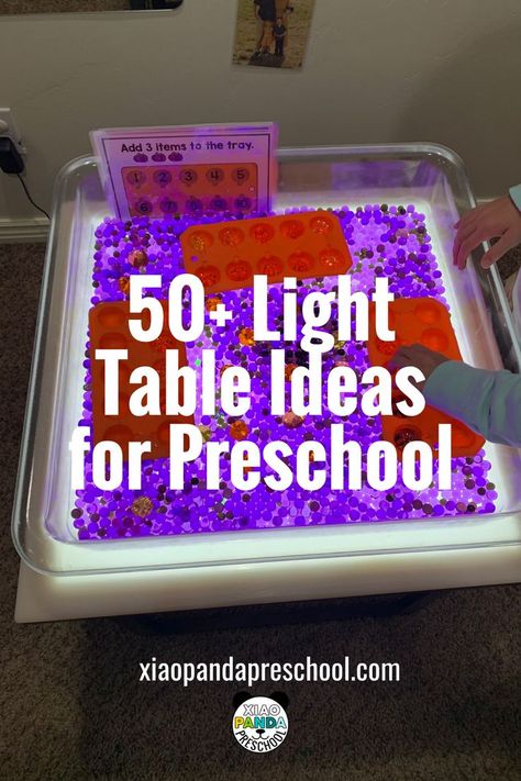 Preschool Light Table, Light Table Ideas, Light Box Activities, Preschool Tables, Table Activities For Toddlers, Sensory Games, Preschool Rooms, Fall Preschool Activities, Sensory Lights