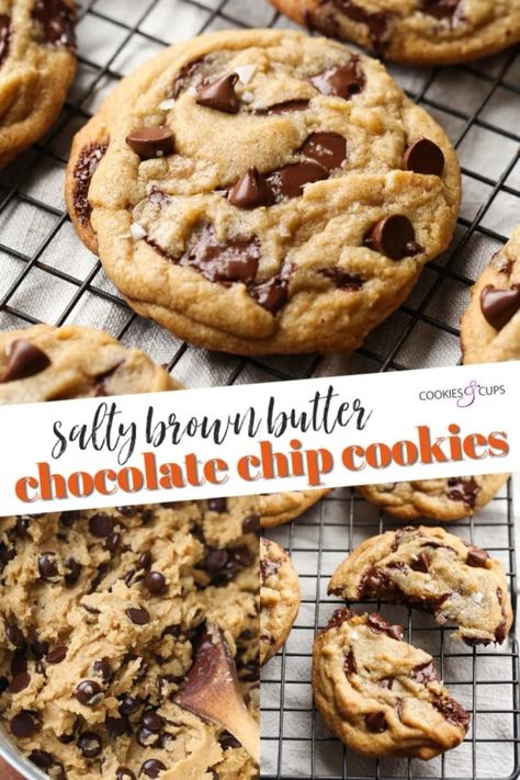 No Chip Chocolate Chip Cookies, Brown Butter Cookies Recipe, Best Brown Butter Chocolate Chip Cookies, Chocolate Chip Cookies Brown Butter, Salty Chocolate Chip Cookies, Work Desserts, Browned Butter Chocolate Chip Cookies, Salted Chocolate Chip Cookies, Brown Butter Cookies