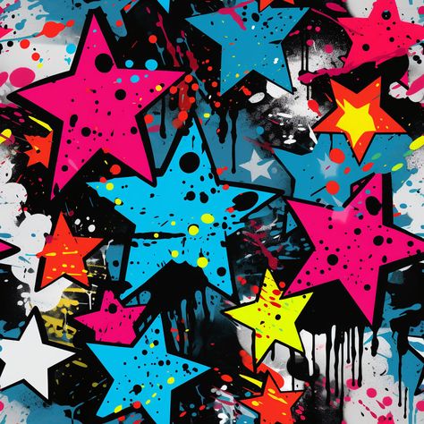 Star Graffiti Art, Graffiti Ideas Art, Graffiti Art Ideas, Graffiti Star, Y2k Graffiti, Graffiti Collage, Digital Art Projects, Graffiti Pattern, Colorful Graffiti