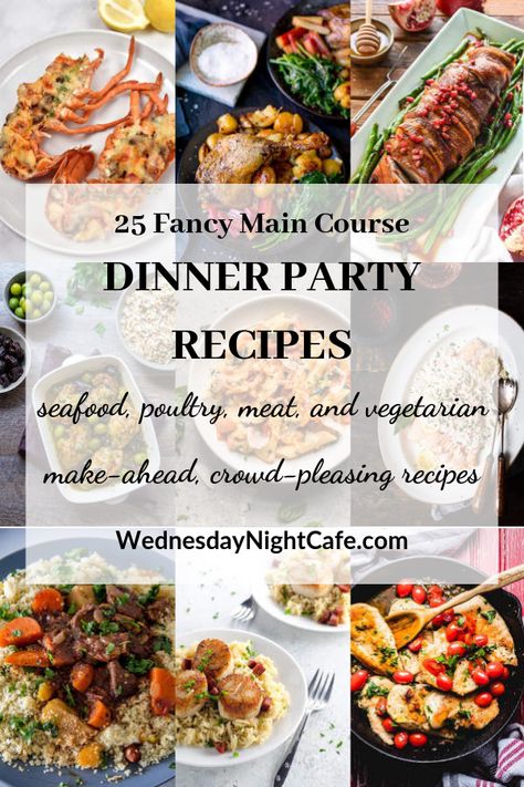 Fancy Main Course, Menu For Birthday Party, Dinner Party Main Course, Main Course Menu, Dinner Party Entrees, Vegetarian Dinner Party, Party Entrees, Dinner Party Mains, Resep Seafood