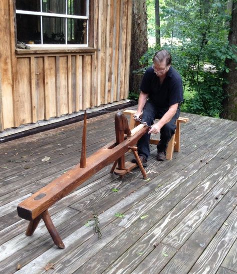 Roy Underhill’s Antique Shave Horse | Popular Woodworking Magazine Roy Underhill, Shave Horse, Shaving Horse, Power Carving Tools, Antique Woodworking Tools, Wood Carving Tools Knives, Green Woodworking, Woodworking Magazine, Woodworking Workbench