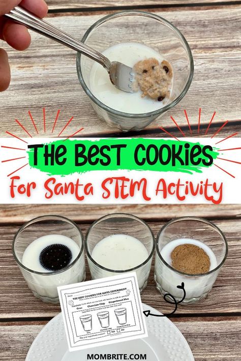 Christmas Science Experiments For Kindergarten, Holiday Science Preschool, Winter Stem Activities For Elementary Kids, Easy Christmas Stem Activities For Kids, Christmas Stem For Kindergarten, Christmas Steam Activities For Preschool, Best Cookies For Santa, Santa Stem Activities, Hanukkah Stem Activities