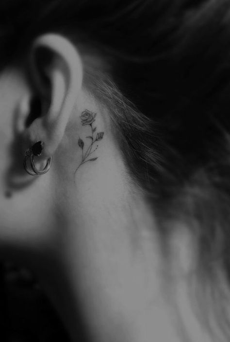 Back Ear Tattoo, Tattoo Ear, Behind Ear Tattoos, Neck Tattoos Women, Classy Tattoos, Discreet Tattoos, Dainty Tattoos, Subtle Tattoos, Elegant Tattoos