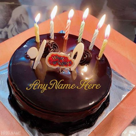 Get Your Name On Black Chocolate Birthday Cake With Candles Birthday Cakes With Name, Happy Birthday Love Cake, Cake Name Edit, 35th Birthday Cakes, Guitar Birthday Cakes, Chocolate Cake With Name, Purple Cakes Birthday, Birthday Cake With Name, Name Edit