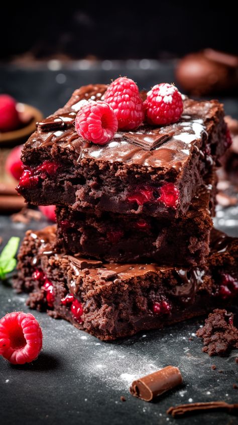 Raspberry Chocolate Brownies [45 Minutes] – Chasety Brownie Pictures, Brownie Packaging Ideas, Chocolate Raspberry Brownies, Raspberry Brownies, Birthday Cake Decorating Ideas, Raspberry Chocolate, Cake Decorating Ideas, No Bake Brownies, Favourite Food