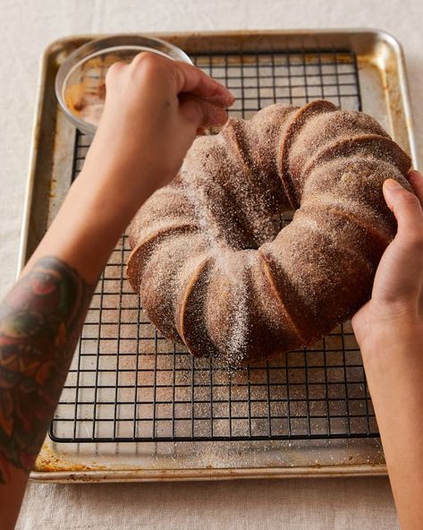 Apple Cider Doughnut Cake | Kitchn Fall Bundt Cakes, Apple Cider Donut Cake Recipe, Apple Cider Bundt Cake, Cider Bundt Cake, Apple Cider Doughnut Cake, Apple Cider Cake, Apple Cider Doughnut, Cider Cake, Cake Form