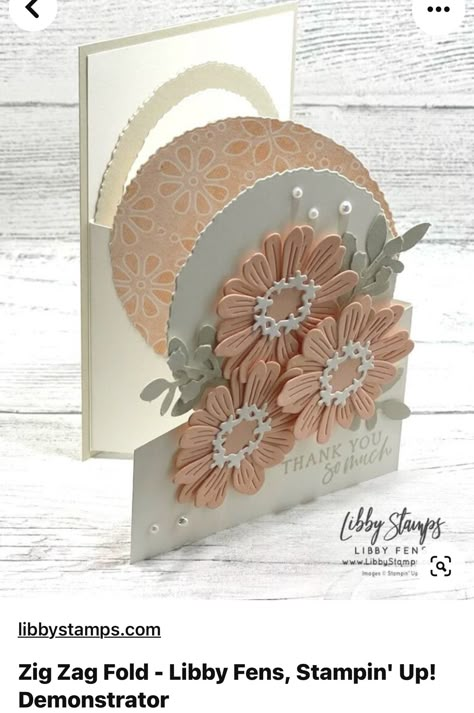 Zig Zag Folds, Z Cards, Stampin Up Karten, Stampin Up Birthday Cards, Fancy Fold Card Tutorials, Daisy Cards, Cricut Cards, Shaped Cards, Fancy Fold Cards