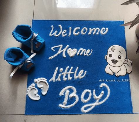 Naamkaran Decoration Ideas At Home, New Born Baby Welcome Decor Ideas, Baby Welcoming Ideas, Baby Shower Home Decor Ideas, Welcome Baby Rangoli, Baby Coming Home Decorations, Baby Welcome Rangoli, Decoration For Baby Welcome, Baby Welcome Ideas