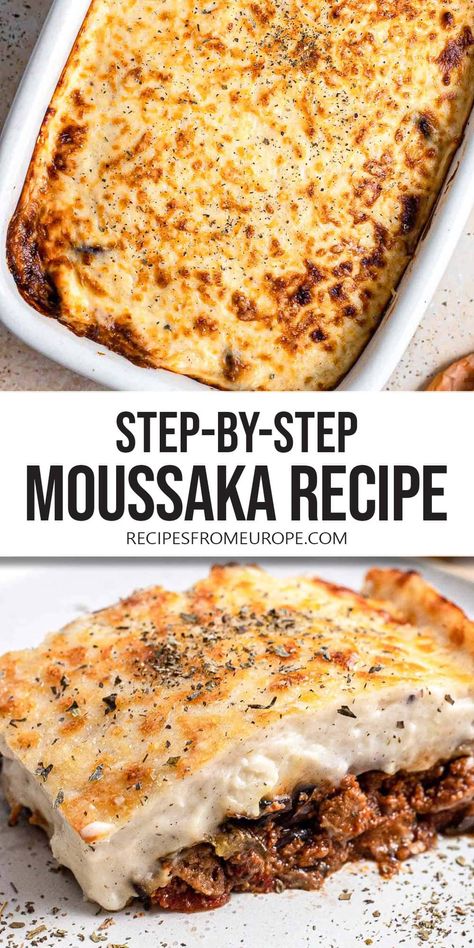 Want to make delicious Moussaka? This classic layered dish made with eggplant, minced meat, and Bechamel sauce is worth the effort! Moussaka Recipe Greek Easy, Best Moussaka Recipe, Musaka Recipe, Moussaka Recipe Greek, Lamb Moussaka, Vegetarian Moussaka, Greek Moussaka, Vegetable Casseroles, Moussaka Recipe