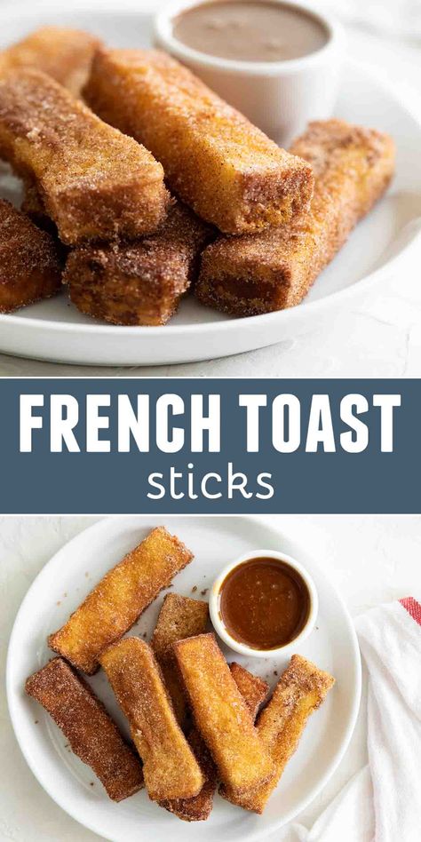 Spoil your family (or yourself!) for breakfast with these French Toast Sticks. Bread is coated in a batter and lightly fried, then covered in cinnamon sugar in this delicious breakfast treat. French Toast Sticks Recipe, Homemade French Toast, Low Carb Backen, French Toast Sticks, Make French Toast, Cinnamon French Toast, Classic Breakfast, French Toast Easy, French Toast Bake