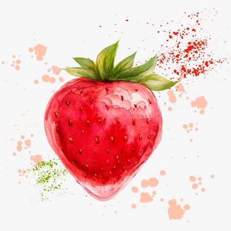 Watercolour Food, Strawberry Clipart, Watercolor Food Illustration, Strawberry Watercolor, Strawberry Art, Simple Subject, Watercolor Food, Illustration Botanique, Abstract Watercolor Art