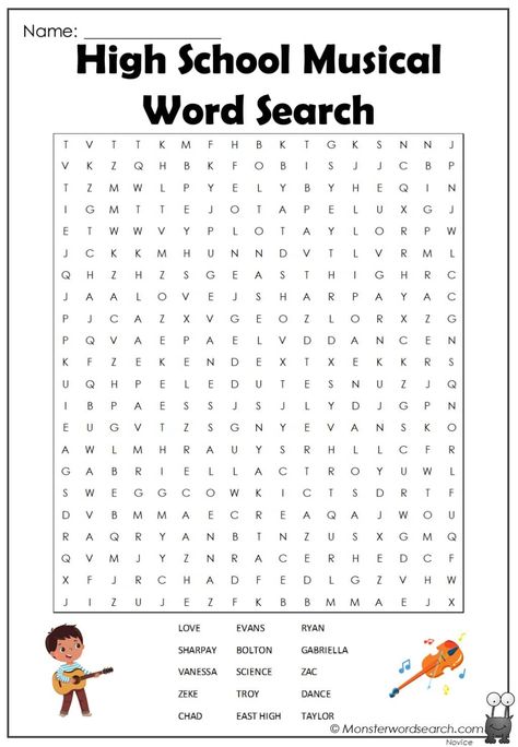 nice High School Musical Word Search High School Musical Coloring Pages, Music Word Search, Free Printable Word Searches, Emirates Airline, Word Searches, Musical Art, Kids Activity, High School Musical, Word Search