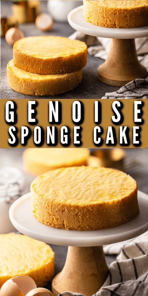 Genoise Sponge Cake Recipe: So light & airy! And made with just a few pantry staples. Hero Sponge Cake Recipe, Battenberg Cake Recipe, British Sponge Cake Recipe, Chocolate Genoise Sponge Cake, Yellow Sponge Cake Recipe, Victorian Sponge Cake Recipe, Light Sponge Cake Recipe, Bento Cake Recipe, Soft Sponge Cake Recipe