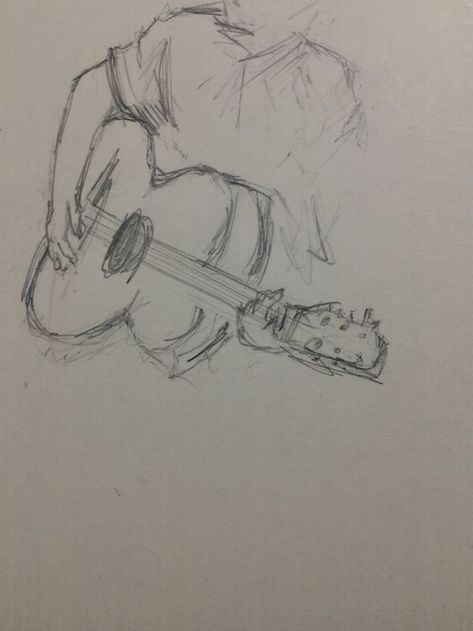 Music Related Sketches, Guitar Guy Sketch, Musical Drawings Ideas, Love Sketches Aesthetic, Music Love Drawing, Sketch Book Music, Love Sketches For Him Drawings, Guy With Guitar Drawing, Music Sketch Ideas