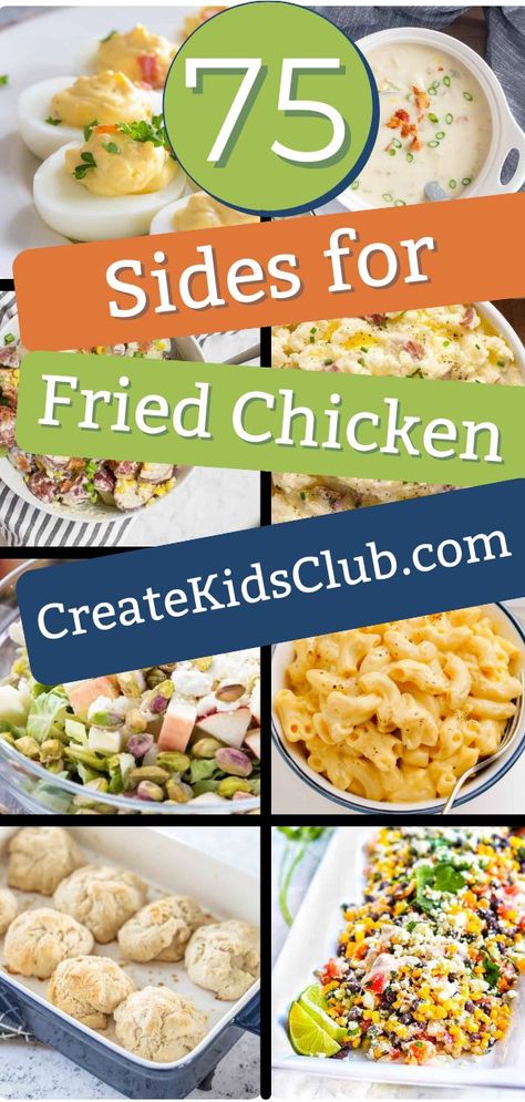 Fried Chicken Buffet Ideas, Sides For Fried Chicken Dinner, What To Make With Fried Chicken, Fried Chicken Picnic Sides, Sides Dishes For Fried Chicken, Side Dishes For Chicken Nuggets, What Goes Good With Fried Chicken, Fried Chicken Dinner Ideas Meals, Fried Chicken Menu Ideas