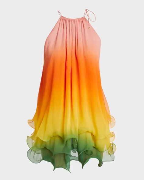 B97MS CASABLANCA Gradient Ruffle Mini Dress Casablanca Clothing, Rainbow Gradient, Ruffle Mini Dress, Cape Dress, Halter Neckline, Casablanca, Boho Outfits, Boho Dress, Fashion Inspo Outfits