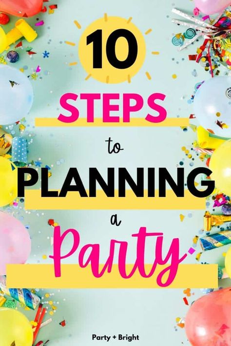 It can be hard to figure out how to plan the perfect party. Don't stress! This easy-to-follow guide breaks down party planning step-by-step. Grab the free printable party planner checklist to stay organized and help with the party prep for your next birthday party, anniversary party, baby shower, or holiday gathering. Free Printable Party Planner, Party Planner Checklist, Party Planning List, Big Birthday Party, Outside Birthday, Dinosaur Birthday Party Ideas, Birthday Party Checklist, Party Planning Checklist, Birthday Party Planner