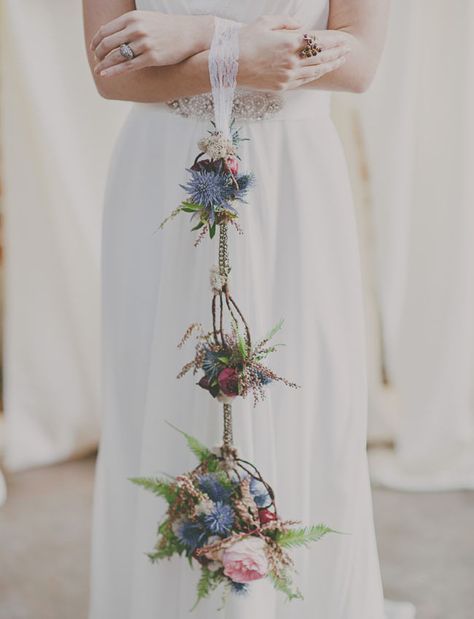 Wedding Bouquet Hanging, Alternative To Wedding Bouquet, Dangling Wedding Bouquet, Anti Bride Bouquet, Hanging Wedding Bouquets, Hanging Bouquet Wedding, Non Traditional Wedding Flowers, Unusual Wedding Bouquets Creative Unique, Wedding Bouquets With Ribbon Hanging