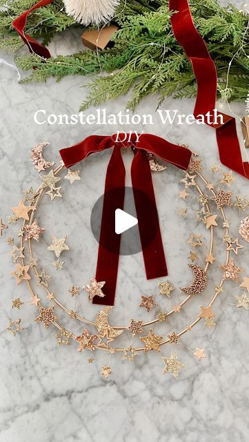 Cyn Stiller on Instagram: "I had some extra supplies from making my tree topper so I decided to make a start constellation wreath. What do you guys think?" Diy Tree Star Topper, Celestial Christmas Tree, Tree Toppers Christmas Diy, Diy Tree Topper Ideas, Christmas Tree Topper Diy, Christmas Tree Toppers Ideas Diy, Diy Tree Topper, Christmas Tree Toppers Lighted, Diy Christmas Tree Topper