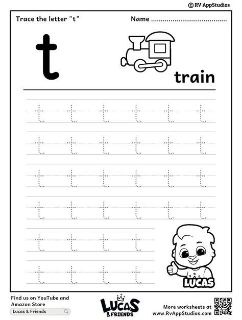 Trace Lowercase Letter 't' Worksheet for FREE! Letter T Tracing Worksheets Preschool, T Tracing Worksheet, Letter T Worksheet, T Worksheet, Montessori Worksheets, Tracing Alphabet Letters, Lines Worksheet, English Activity, Lkg Worksheets