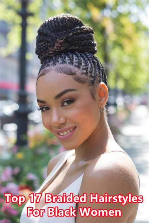 Stunning Braided Updo: A Must-Try for Braided Hairstyles for Black Women Braid Up Do For Black Women, Braided Updo For Wedding, Box Braid Updo For Black Women, Braided Updo For Black Women, African American Braid Styles, Black Braided Updo, Goddess Braids Updo, One Braid, Box Braids Updo