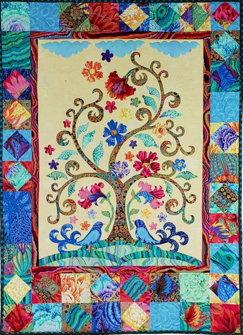 Quilt Kits Tree Of Life Quilt, Family Tree Quilt, Printable Tree, Tree Of Life Pattern, Kaffe Fassett Quilts, Medallion Quilt, Country Quilts, Scandinavian Folk Art, Tree Quilt