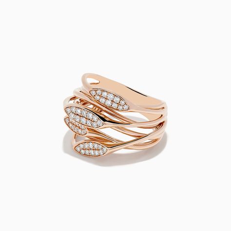 Effy 14K Rose Gold Diamond Crossover Ring Diamond Crossover Ring, Fancy Diamond Ring, Crossover Diamond Ring, Art Jewelry Design, Crossover Ring, Luxury Jewellery, Couple Ring, Womens Jewelry, Couple Rings