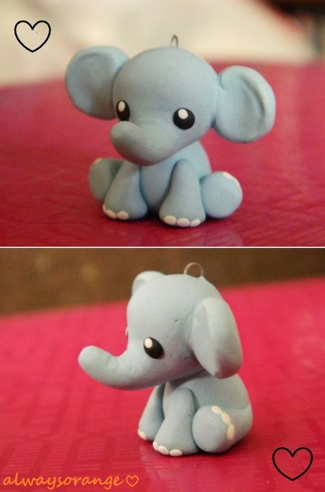 DIY Ideas With Elephants - Baby Elephant Charm - Easy Wall Art Ideas, Crafts, Jewelry, Arts and Craft Projects for Kids, Teens and Adults- Simple Canvases, Throw Pillows, Cute Paintings for Nurseries, Dollar Store Crafts and Fun Dorm Room and Bedroom Decor - Tutorials for Crafty Ideas Decorated With an Elephant http://diyprojectsforteens.com/diy-ideas-elephants Polymer Clay Kunst, Crea Fimo, Jumping Clay, Kartu Valentine, ดินปั้น Polymer Clay, Polymer Clay Figures, Tanah Liat, Polymer Clay Animals, Cute Polymer Clay