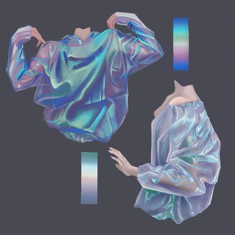 Holographic fabric study digital painting Cloth Study, Fabric Study, Clothes Painting, Study Painting, Kristina Webb, Holographic Fabric, Hijau Mint, Anime Tutorial, Digital Art Beginner