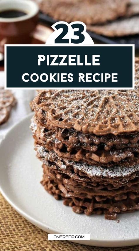 Discover 23 incredible pizzelle cookie recipes perfect for every celebration, offering a delightful crunch and delicious flavors! Visit our site for creative variations and tips to make these traditional Italian cookies a hit at your next event! Italian Pizzelle Recipe, The Palatable Life Cookies, Orange Pizzelle Recipe, Rolled Pizzelles, Pizelles Cookies Recipes, Gingerbread Pizzelle Recipe, Cinnamon Pizzelle Recipe, Pizzle Cookies Pizzelle Recipe, Pitzells Cookies Recipe