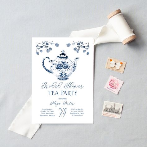 Garden Tea Party Bridal Shower Invitations, Teapot Invitations, High Tea Bridal Shower Invitations, Kitchen Tea Invitations, Tea With The Bride To Be Invitations, Bridal Tea Party Invitations, Bridal Tea Invitations, Tea Party Bridal Shower Invitations, Bridal Shower Invitations Printable