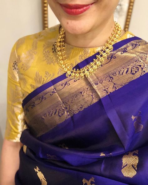 High Neck Silk Blouse Designs, Kanchivaram Saree Blouse Designs, Kanchivaram Blouse Designs, Gold Pattu Saree Indian Bridal, Royal Blue Silk Saree Contrast Blouse, Unique Blouse Designs Saree, Brocade Blouse Designs Latest, Kanjivaram Saree Blouse Design, Silk Saree Blouse Designs Pattern Latest