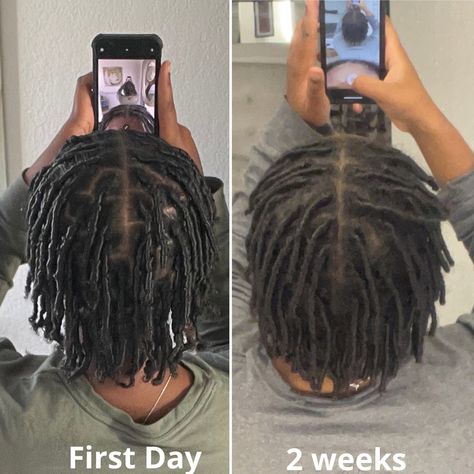 Finger Coils Men Long Hair, Medium Starter Locs Men, Dreads With Middle Part, Coil Locs Men, Men Starter Locs With Taper, Middle Part Starter Locs, Starter Locs Men Long Hair, Men Starter Locs Styles, Comb Coils Men