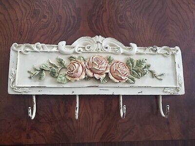 Vintage Shabby Chic Rose Cottage Chic Wall Hanger Hooks Decor Ornate Distressed   | eBay Pink Vintage Home Decor, Vintage Romantic Decor, Vintage Coat Hanger, Diy Vintage Wall Decor, Pearl Home Decor, Shabby Chic Bathrooms, Shabby Chic Jars, Shabby Chic Craft Room, Shabby Chic Garland