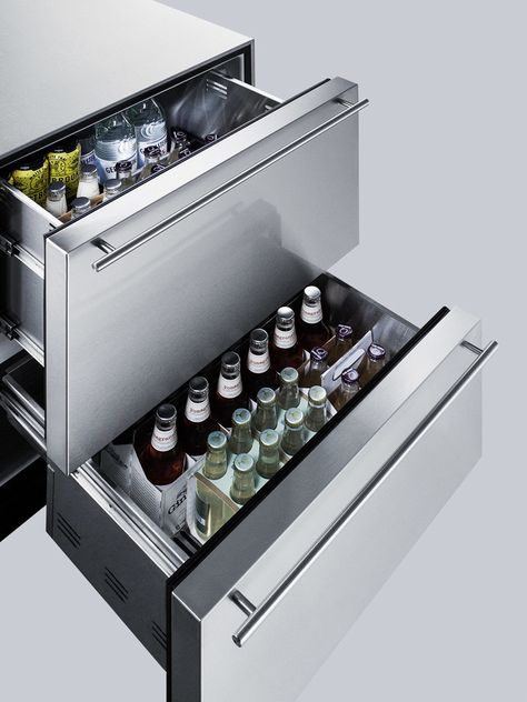 Two-drawer commercial outdoor all-refrigerator in ADA compliant height, fully stainless steel with automatic defrost Double Refrigerator, Drawer Refrigerator, Undercounter Refrigerator, Commercial Refrigerators, Refrigerator Drawers, Drawer Divider, Stainless Steel Refrigerator, Digital Thermostat, Stainless Steel Cabinets