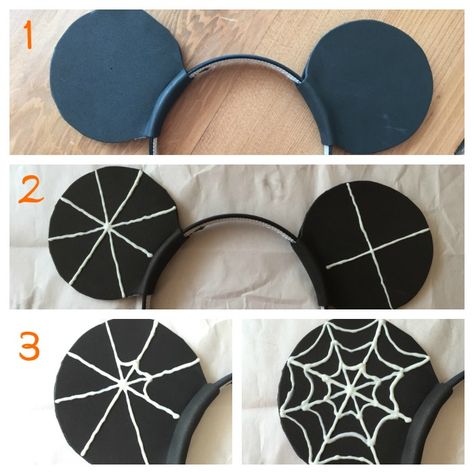 Diy Mickey Pumpkin Ears, How To Make Disney Ears Diy, Diy Halloween Headbands, Diy Spiderweb, Holiday Crafts Halloween, Halloween Headbands, Ear Ideas, Disney Themed Classroom, Mickey Mouse Decorations