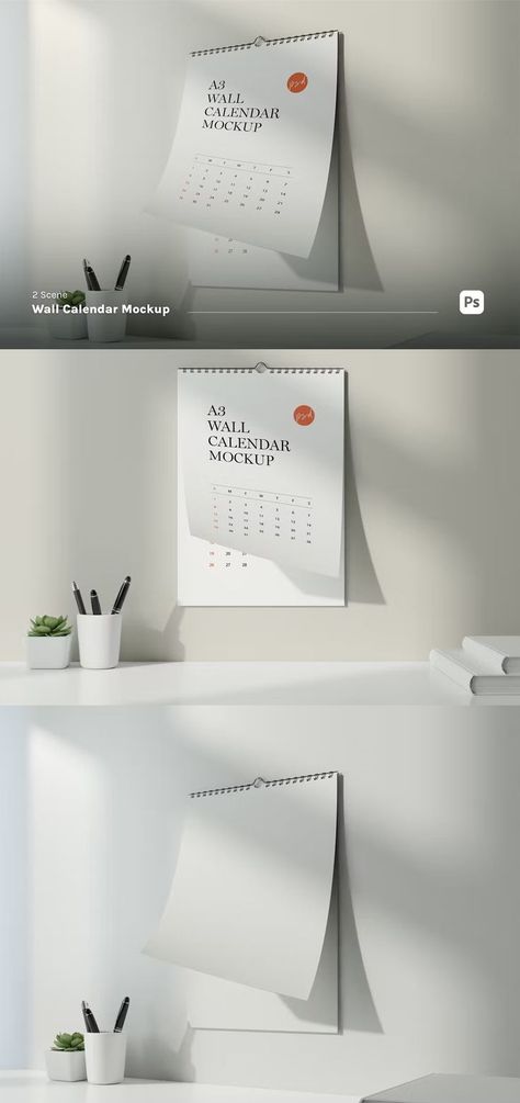 Calendar Mockup Free, Calendar Mockup, Calendar Inspiration, Wall Calender, Aesthetic Calendar, Travel Images, Calendar Design, Corporate Identity, Free Mockup