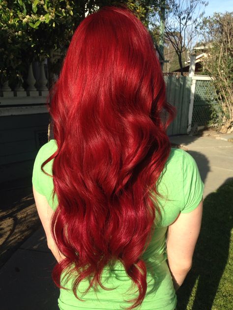 Red hair little mermaid hair color Red Mermaid Hair Color, Red Hair Ariel, Full Red Hair Color, Candy Red Hair, Ariel Red Hair Color, Red Hair Color Dye, Bright Red Hair Aesthetic, Red Mermaid Hair, Vivid Red Hair Color