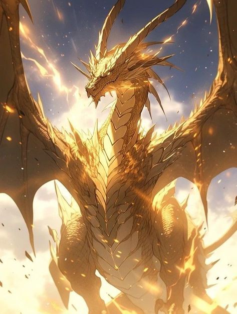 Golden Wyvern, Elemental Dragons, Monster Artwork, Dragon Artwork Fantasy, Spirit Animal Art, Creature Artwork, Golden Dragon, Pahlawan Super, Fantasy Images