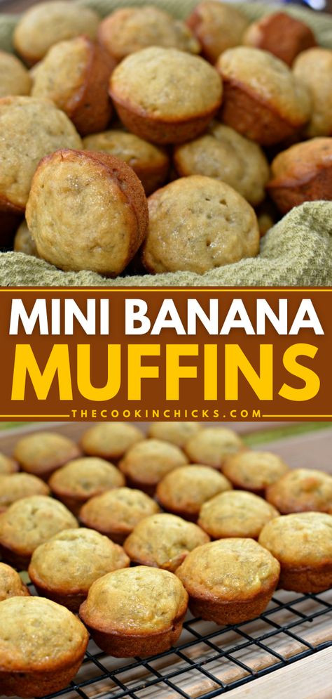 Here's a mini muffin recipe if you're wondering what to do with overripe bananas! It's a must-have on your Easter brunch menu. Not only are these Mini Banana Muffins easy to make, but they are also moist and delicious. Perfect for your Mother's Day at home, too! Hostess Mini Muffin Recipe, Mini Muffins Recipes Easy, Mini Banana Nut Muffins, Mini Muffin Recipes, Mini Breakfast Muffins, Mini Muffin Recipe, Mini Banana Muffins, Banana Muffins Easy, Baked Recipes