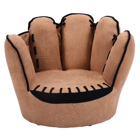 PRICES MAY VARY. Decorative Baseball Glove Shaped Design: Look at this soft little armchair with five fingers! Does it look like a baseball and softball glove? That's the shape design. Isn’t is novel or unique? It’s absolutely distinctive. It will be an eye-catching little armchair in your children's room. Designed Especially for Children Aged 3 to 5 Y/O: The upholstered chair features a size of 23.5" × 19.5" × 17.5" (Lx W x H), a wide seat of 14" × 15'', and a seat height of 6.5", which is perf Toddler Armchair, Kids Sofa Chair, Tv Chair, Sports Bedroom, Finger Style, Kids Couch, Children Furniture, Kids Armchair, Baseball Room