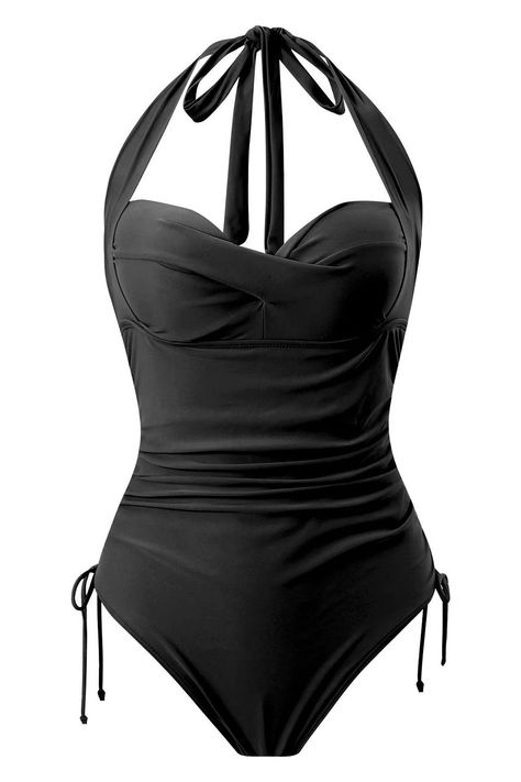 Fabric:Polyester. The fabric is comfortable for skin. Occasion: Perfect for vacations, summer, beach & pool with unique and chic style. Swimming One Piece, Black One Piece Swimsuit Aesthetic, Cute Black Bikinis, Emo Bathing Suits, Emo Swimwear, Grunge Swimsuit, Swimming Suits One Piece, Goth Bathing Suit, Dainty Clothing