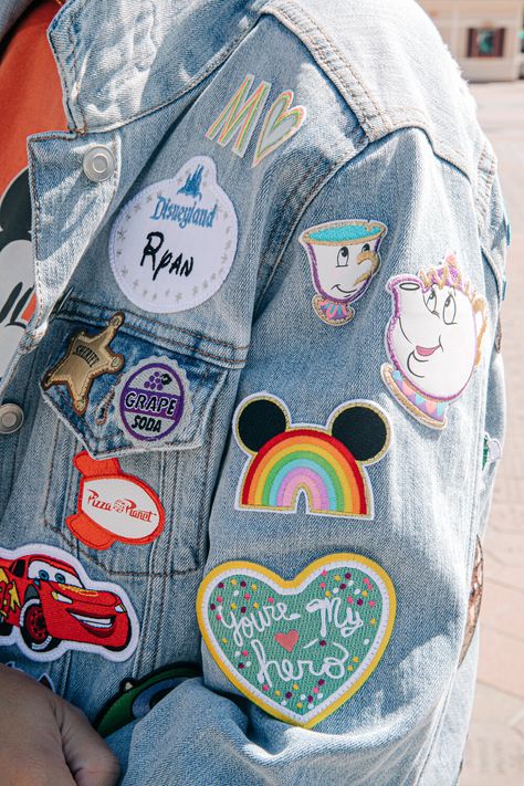 Disney Patch Jacket, Disney Patches Jacket, Disney Patches Ideas, Disney Denim Jacket Patches, Disney Patch Jean Jacket, Disney Iron On Patches, Disney Jean Jacket, Disney Denim Jacket, Disneyland 2024