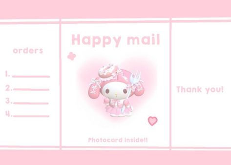 Happy Mail Sanrio, Photocard Packing Template, Packet Package Template Kpop, Kpop Packaging Template, Happy Mail Kpop, Photocard Packaging, Kpop Packing, Photocard Freebies, Happy Mail Printable