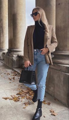 Plaid Blazer Outfit, Outfit Mit Blazer, Blazer Outfits Casual, Blazer Outfits For Women, Looks Country, Chic Fall Outfits, Blazer Outfit, Fall Outfit Ideas, Mode Casual